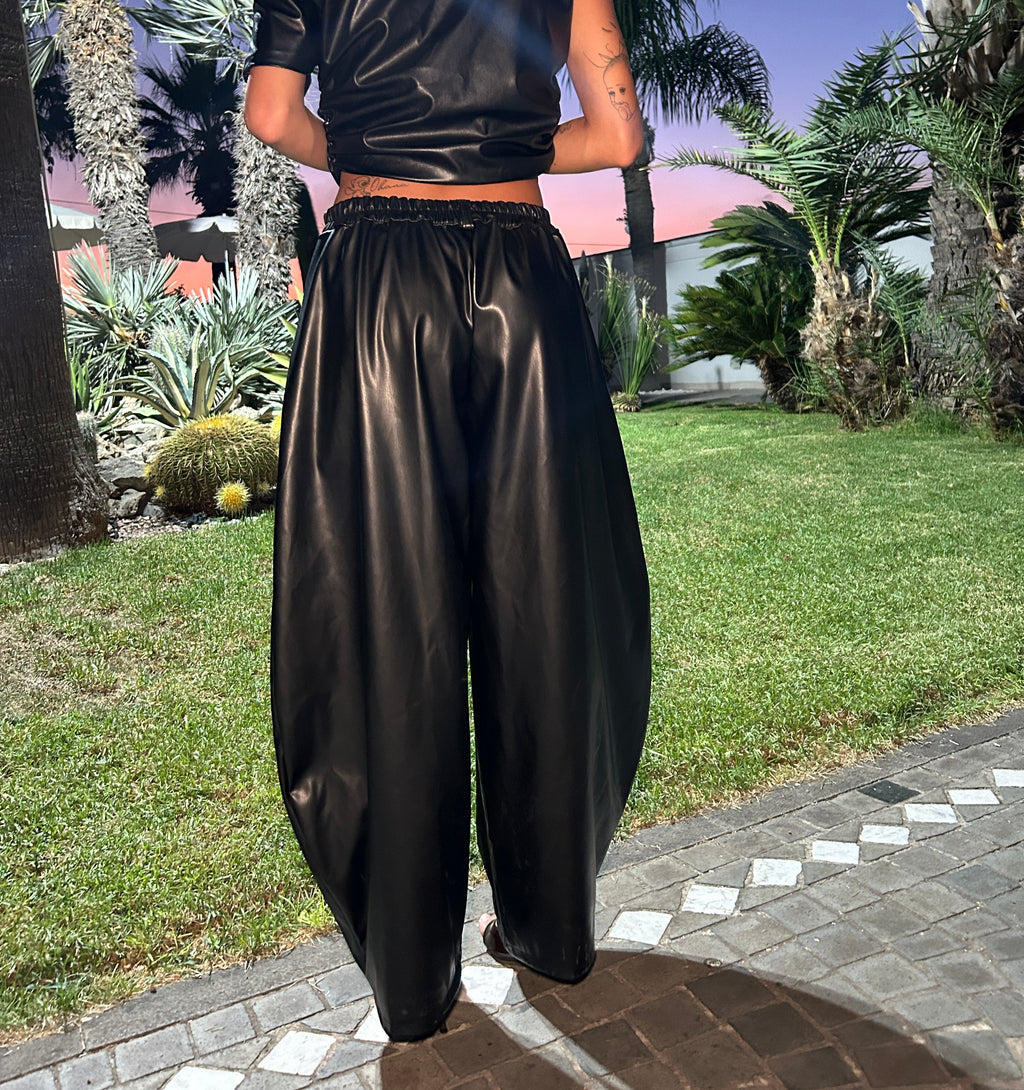 Pantalone ecopelle nero