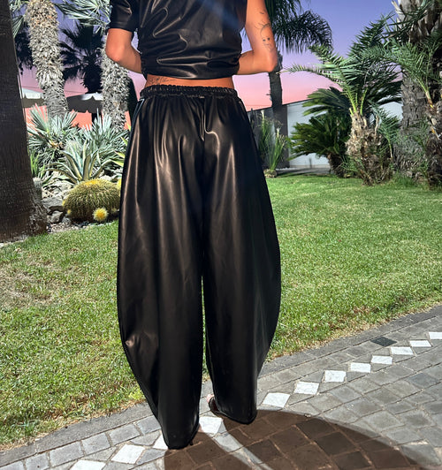 Pantalone ecopelle nero