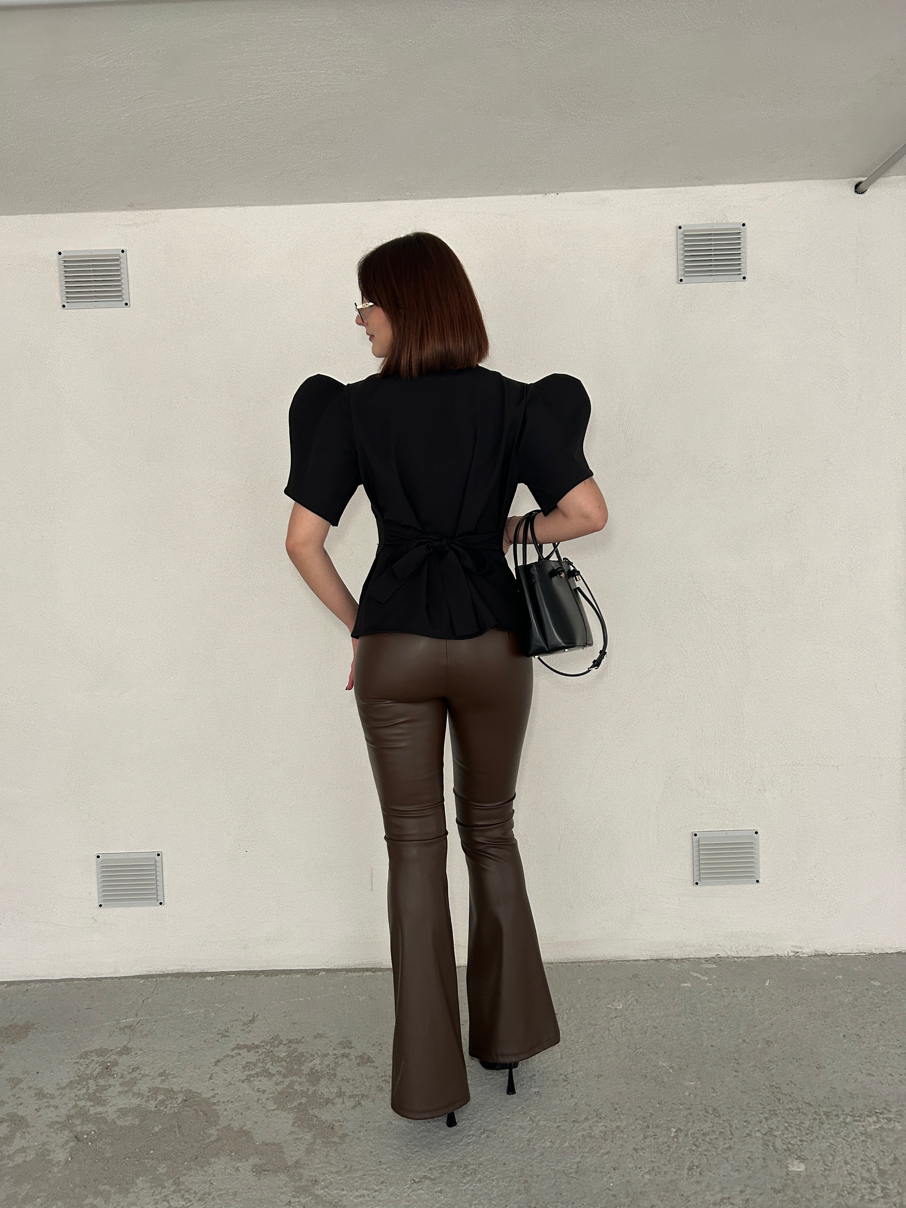 Pantalone ecopelle marrone