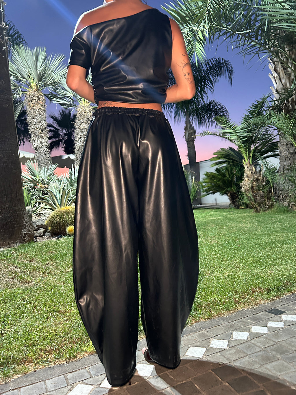 Pantalone ecopelle nero