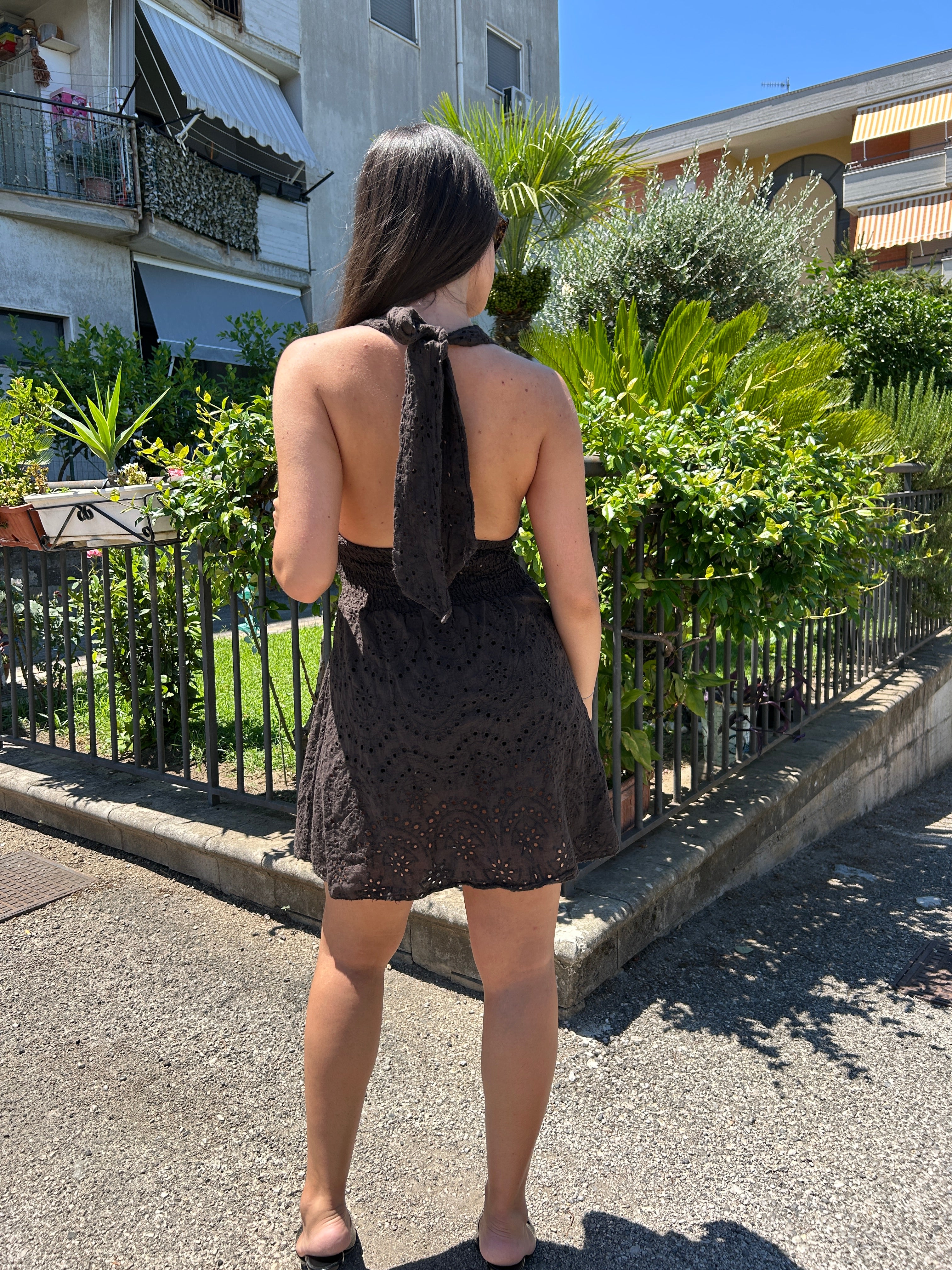 Mini dress sangallo marrone