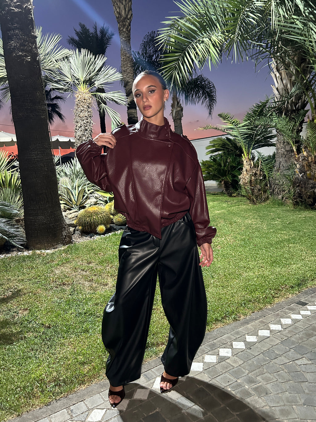 Giacca ecopelle botton