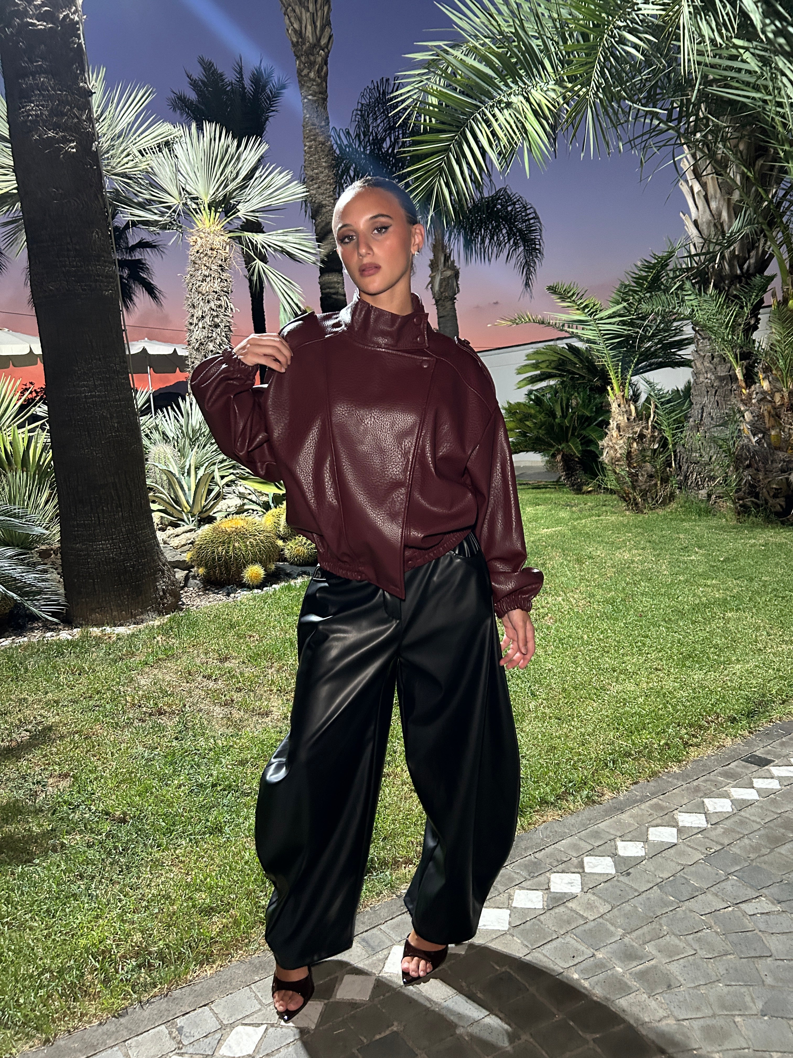 Giacca ecopelle botton